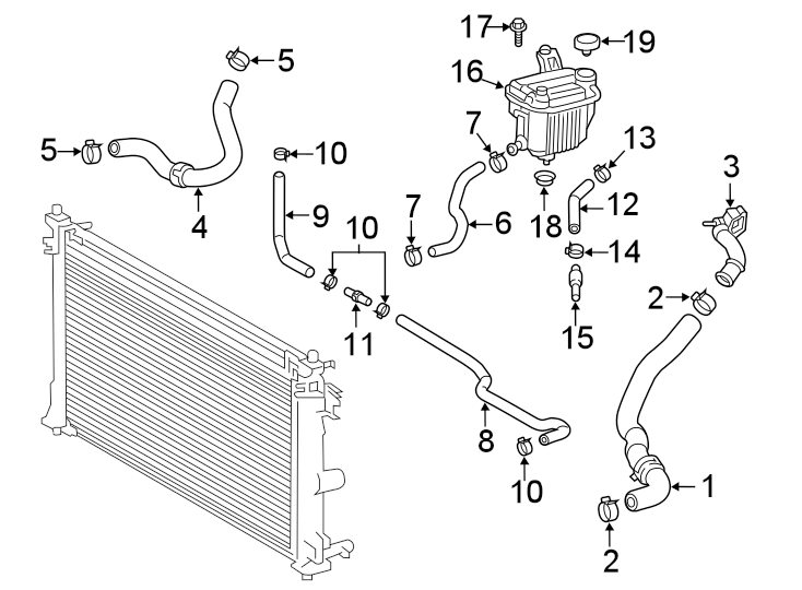 Diagram RADIATOR & COMPONENTS. for your 2010 Toyota Tundra  SR5 Standard Cab Pickup Fleetside 