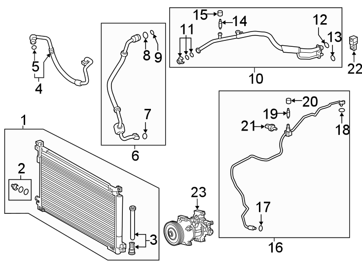 Diagram AIR CONDITIONER & HEATER. COMPRESSOR & LINES. CONDENSER. for your 2013 Toyota Camry   