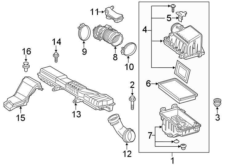 Diagram ENGINE / TRANSAXLE. AIR INTAKE. for your 2011 Toyota Tacoma   