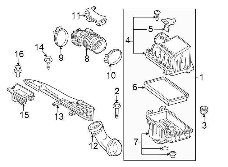 Diagram Engine / transaxle. Air intake. for your 2013 Toyota Highlander  Limited Sport Utility 