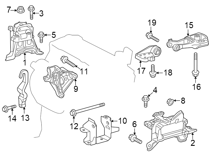 Diagram Engine / transaxle. Engine & TRANS mounting. for your 2024 Toyota Tundra   