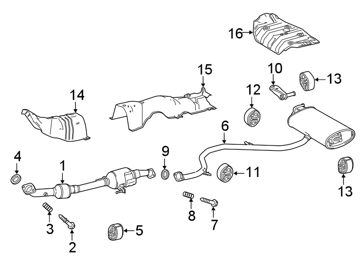 Diagram EXHAUST SYSTEM. EXHAUST COMPONENTS. for your 2021 Toyota Camry 2.5L A/T AWD SE SEDAN 