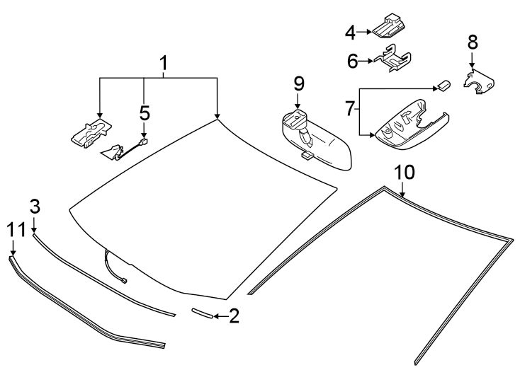 Diagram WINDSHIELD. GLASS. REVEAL MOLDINGS. for your 2001 Toyota Avalon  XLS Sedan 