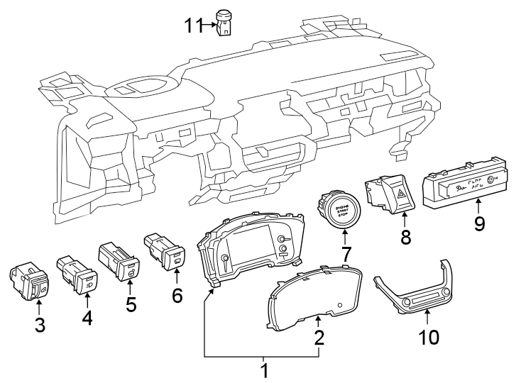 Diagram INSTRUMENT PANEL. CLUSTER & SWITCHES. for your 2009 Toyota Highlander 3.5L V6 A/T AWD Limited Sport Utility 