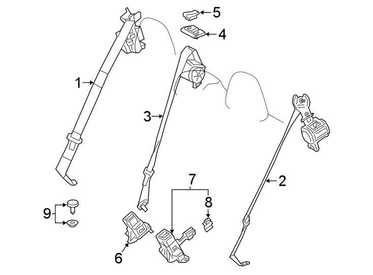 Diagram RESTRAINT SYSTEMS. REAR SEAT BELTS. for your 2024 Toyota Corolla   