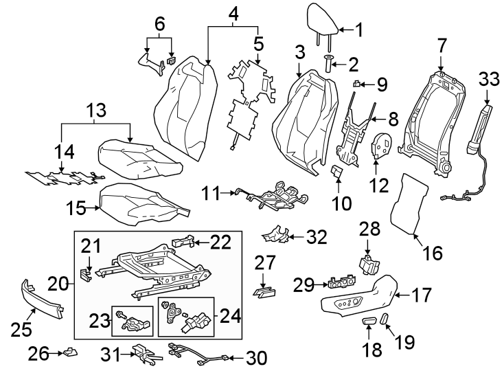 Diagram SEATS & TRACKS. DRIVER SEAT COMPONENTS. for your 2016 Toyota Yaris   