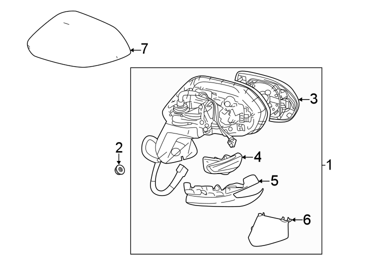 Diagram FRONT DOOR. OUTSIDE MIRRORS. for your 2002 Toyota Avalon   