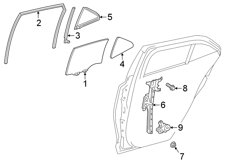 Diagram REAR DOOR. GLASS & HARDWARE. for your 2016 Toyota 4Runner  Trail Sport Utility 