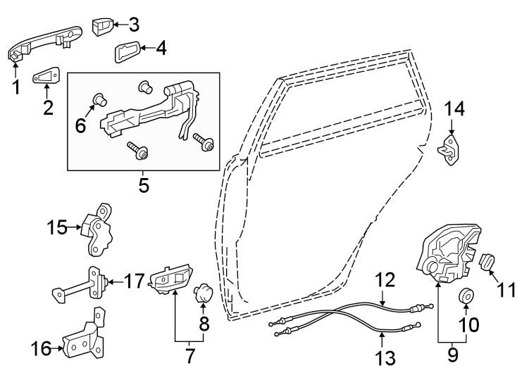 Diagram REAR DOOR. LOCK & HARDWARE. for your 2012 Toyota Yaris 1.5L VVTi M/T SE Hatchback 