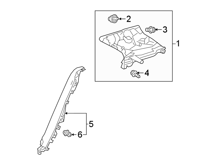 Diagram QUARTER PANEL. INTERIOR TRIM. for your 2023 Toyota Corolla  XSE Hatchback 