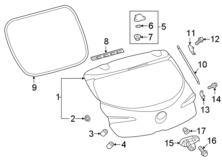 Diagram LIFT GATE. GATE & HARDWARE. for your 2021 Toyota Camry  XLE SEDAN 