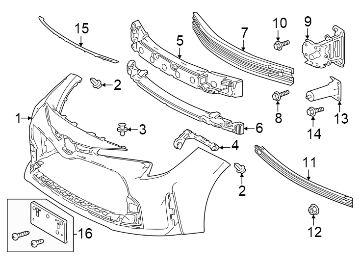 Diagram Front bumper & grille. Bumper & components. for your 2009 Toyota Corolla   