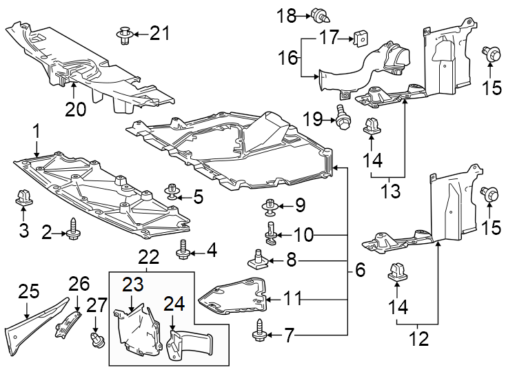 Diagram Radiator support. Splash shields. for your Toyota