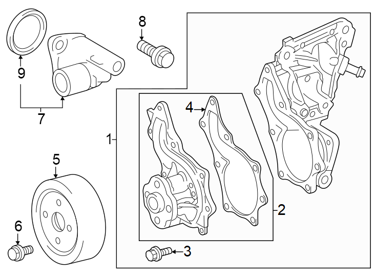 Diagram Water pump. for your Toyota Tacoma  