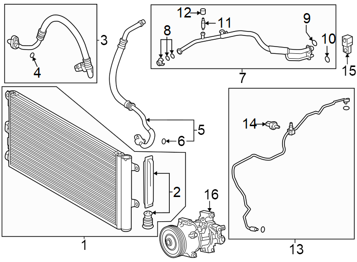 Diagram Air conditioner & heater. Compressor & lines. Condenser. for your 2010 Toyota Sienna   