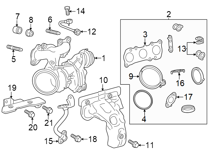 Diagram Engine / transaxle. Turbocharger & components. for your 2022 Toyota Sienna   