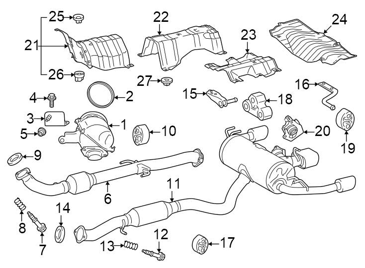 Diagram Exhaust system. Exhaust components. for your Toyota