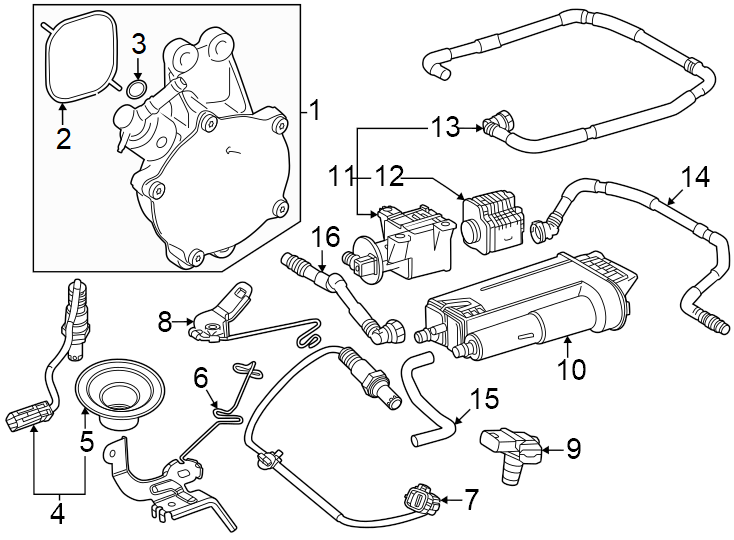 Diagram Emission system. Emission components. for your 2005 Toyota Matrix   