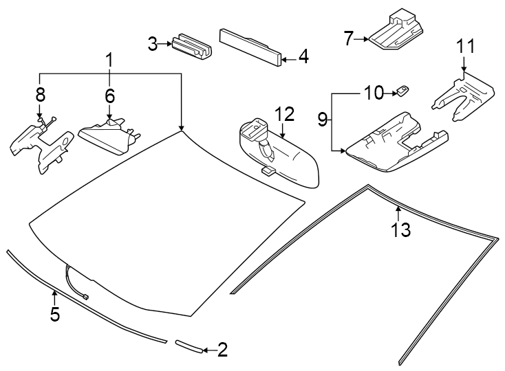 Diagram Windshield. Glass. Reveal moldings. for your 2001 Toyota Avalon  XLS Sedan 