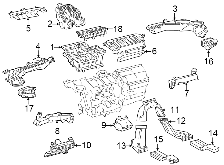 Diagram Instrument panel. Ducts. for your 2002 Toyota Highlander   