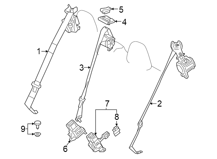 Diagram Restraint systems. Rear seat belts. for your Toyota