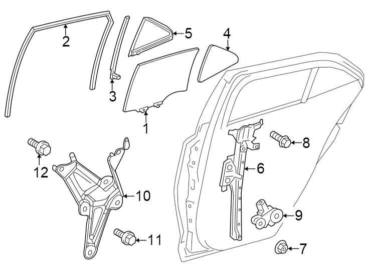 Diagram Rear door. Glass & hardware. for your 2016 Toyota 4Runner  Trail Sport Utility 