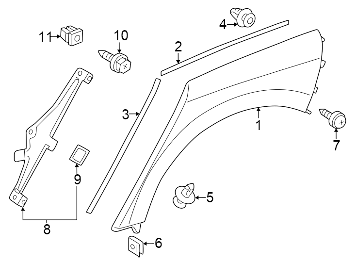 Diagram Quarter panel. Exterior trim. for your 2019 Toyota Prius Prime  Plus Hatchback 