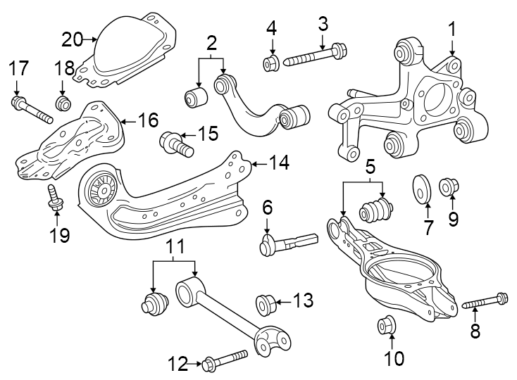 Diagram Rear suspension. Suspension components. for your 2018 Toyota Prius Prime   