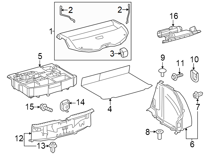 Diagram Rear body & floor. Interior trim. for your 2019 Toyota Tacoma 3.5L V6 M/T 4WD TRD Off-Road Crew Cab Pickup Fleetside 