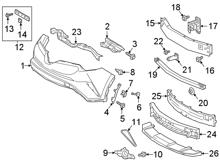 Diagram FRONT BUMPER & GRILLE. BUMPER & COMPONENTS. for your 2020 Toyota Prius Prime  XLE Hatchback 