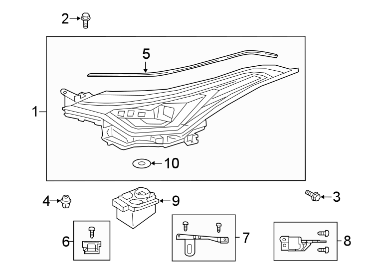 Diagram FRONT LAMPS. HEADLAMP COMPONENTS. for your 2005 Toyota Tacoma 4.0L V6 M/T RWD Pre Runner Extended Cab Pickup Fleetside 