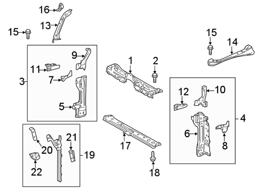 Diagram RADIATOR SUPPORT. for your 2019 Toyota Prius  Base Hatchback 