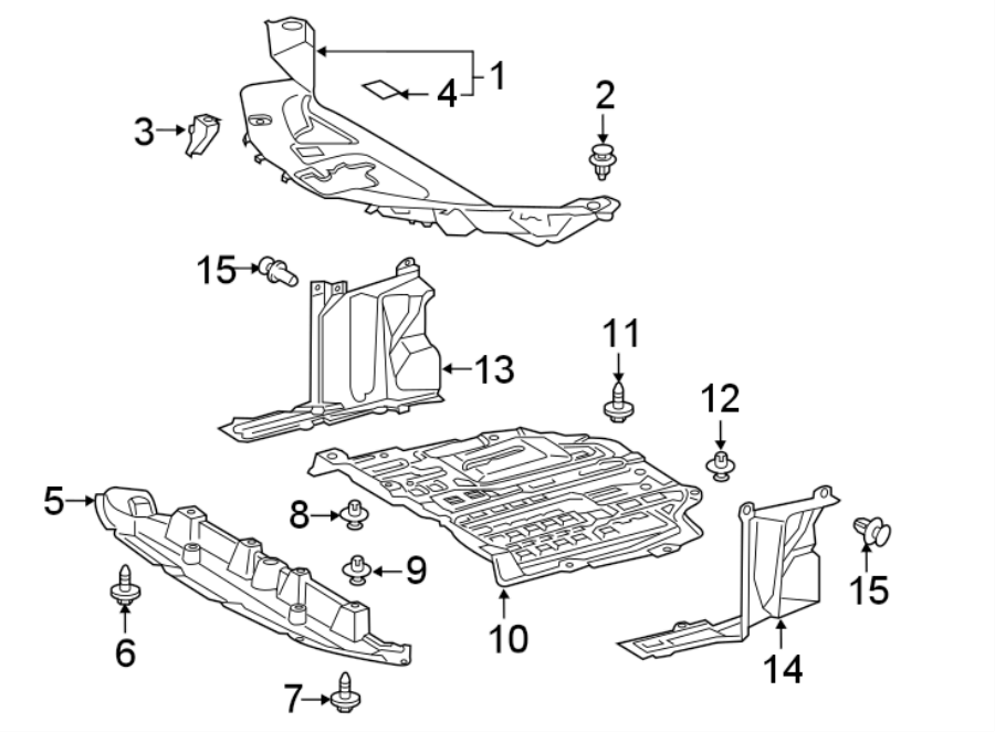 Diagram RADIATOR SUPPORT. SPLASH SHIELDS. for your 2021 Toyota Sienna 2.5L FULL HYBRID EV-GAS (FHEV) CVT AWD Limited Mini Passenger Van 