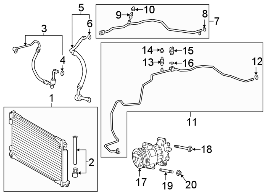 Diagram AIR CONDITIONER & HEATER. COMPRESSOR & LINES. CONDENSER. for your 2018 Toyota Prius   