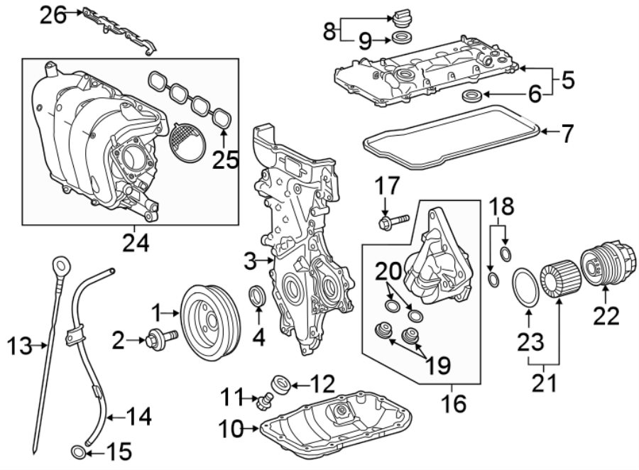 Diagram ENGINE / TRANSAXLE. ENGINE PARTS. for your 2023 Toyota Tacoma 3.5L V6 A/T RWD SR5 Crew Cab Pickup Fleetside 