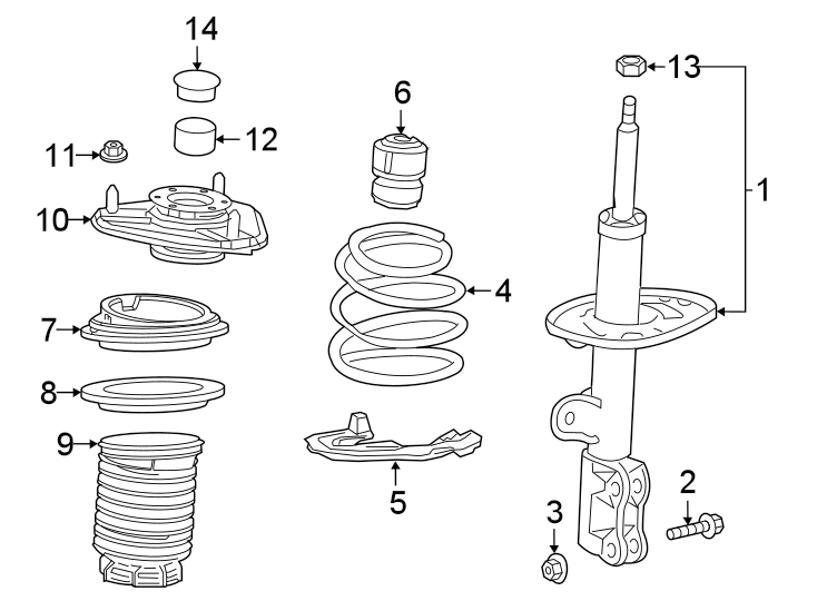 Diagram FRONT SUSPENSION. STRUTS & COMPONENTS. for your 2021 Toyota Tundra   