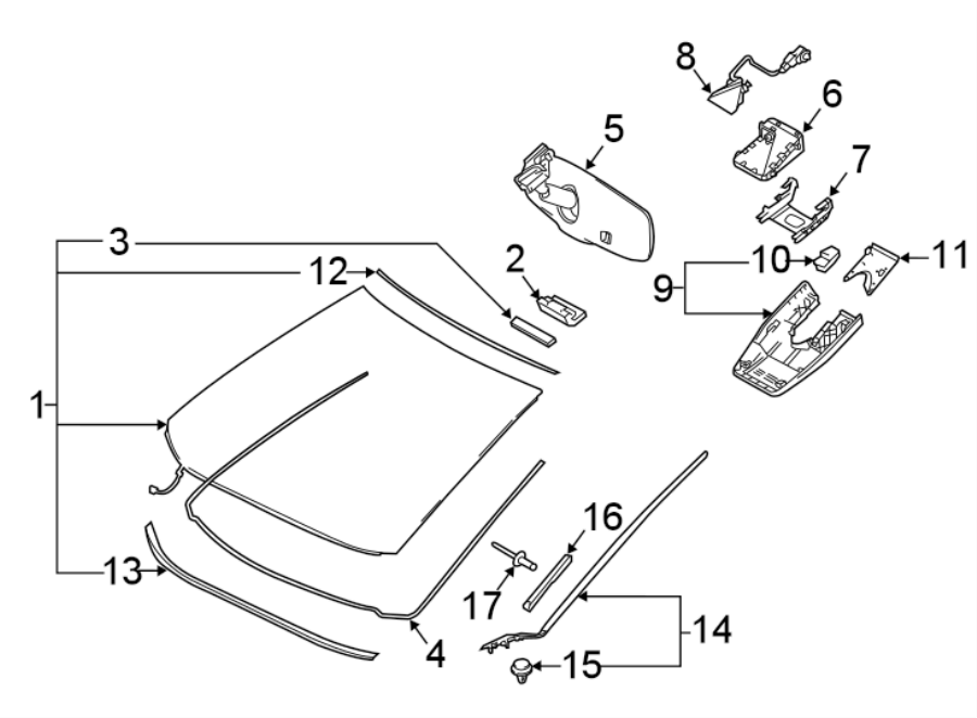 Diagram WINDSHIELD. GLASS. REVEAL MOLDINGS. for your 2020 Toyota 4Runner   