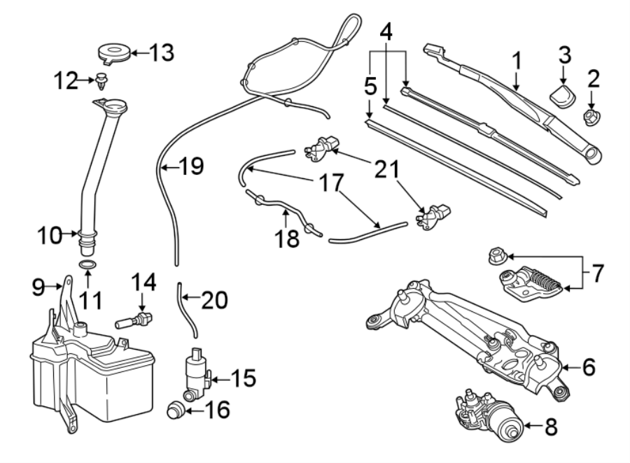 Diagram WINDSHIELD. WIPER & WASHER COMPONENTS. for your 2014 Toyota Tundra  SR Extended Cab Pickup Fleetside 