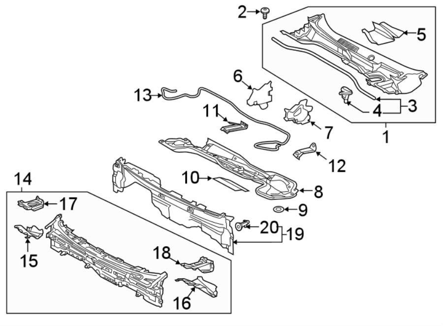 Diagram COWL. for your Toyota Tacoma  