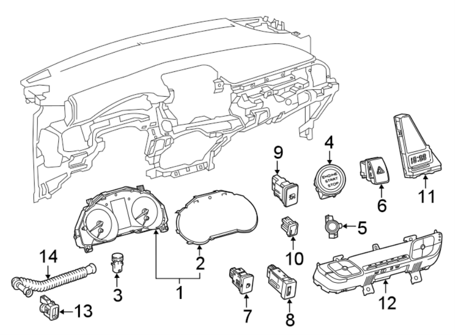 Diagram INSTRUMENT PANEL. CLUSTER & SWITCHES. for your 2004 Toyota Camry   