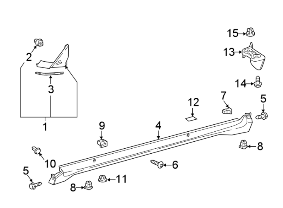 Diagram PILLARS. ROCKER & FLOOR. EXTERIOR TRIM. for your 1996 Toyota