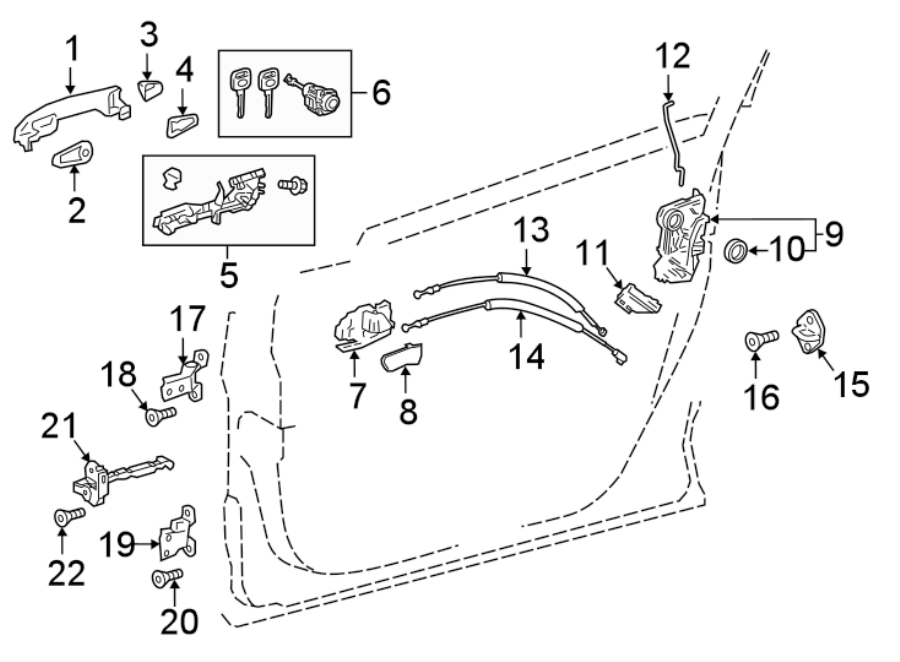 Diagram FRONT DOOR. LOCK & HARDWARE. for your 2018 Toyota 86   