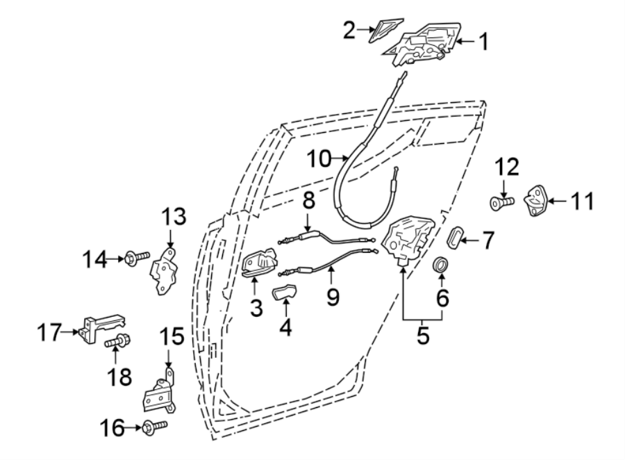 Diagram REAR DOOR. LOCK & HARDWARE. for your 2014 Toyota Tacoma 4.0L V6 A/T RWD Base Crew Cab Pickup Fleetside 