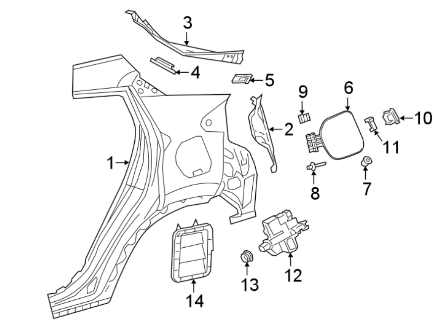 Diagram QUARTER PANEL & COMPONENTS. for your 2022 Toyota Tacoma   