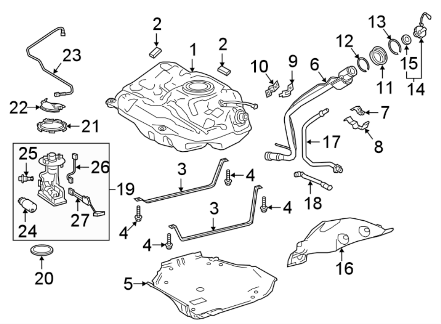 Diagram FUEL SYSTEM COMPONENTS. for your 2016 Toyota Camry 2.5L A/T Special Edition Sedan 