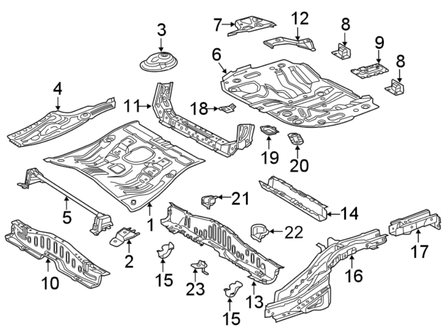 Diagram REAR BODY & FLOOR. FLOOR & RAILS. for your 2022 Toyota RAV4   