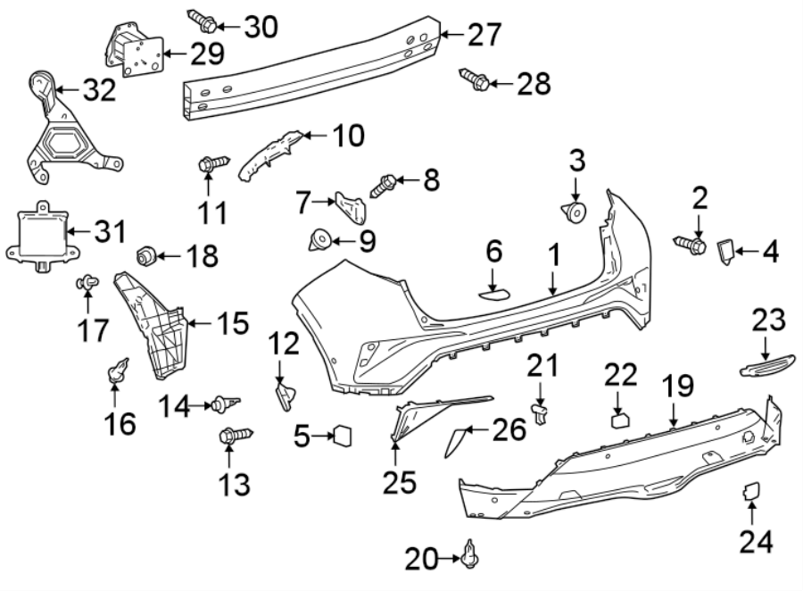 Diagram REAR BUMPER. BUMPER & COMPONENTS. for your 2019 Toyota C-HR   