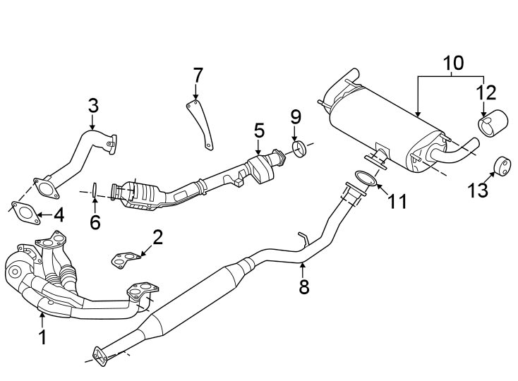 Diagram Exhaust system. Exhaust components. for your 2022 Toyota Corolla Cross   