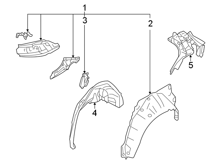 Diagram Quarter panel. Inner structure. for your 2007 Toyota Matrix   