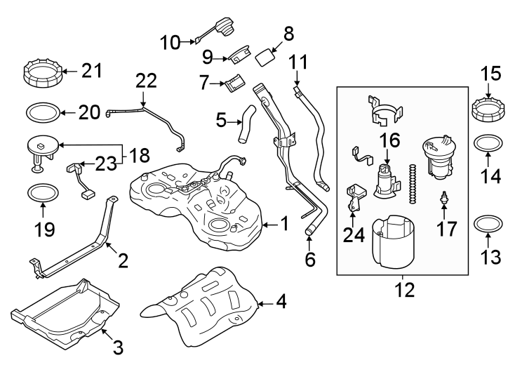 Diagram Fuel system components. for your 2011 Toyota Prius   